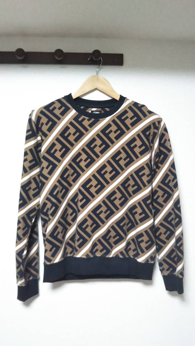 メンズ フェンディ FENDI ズッカ S スウェット FF 総柄ロゴ クルーネック