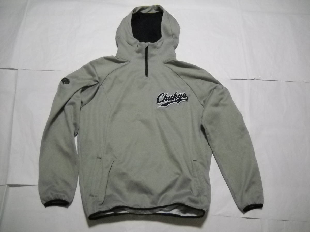 1618　デサント　Chukyo　ハーフジップスウェットジャケット　実使用品　XOサイズ　グレー×ブラック