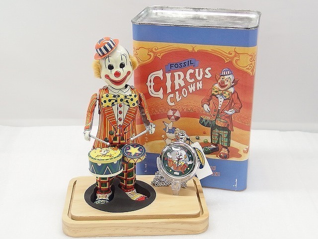期間限定セール フォッシル FOSSIL 懐中時計 ブリキ人形 ピエロ 置物  