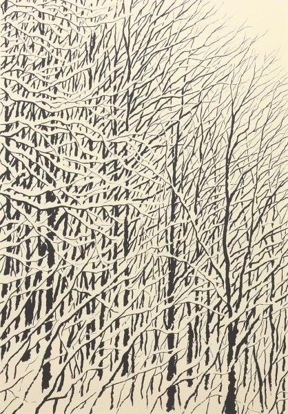 真作】【WISH】富岡惣一郎「雪林A」リトグラフ 12号大 大作 直筆サイン