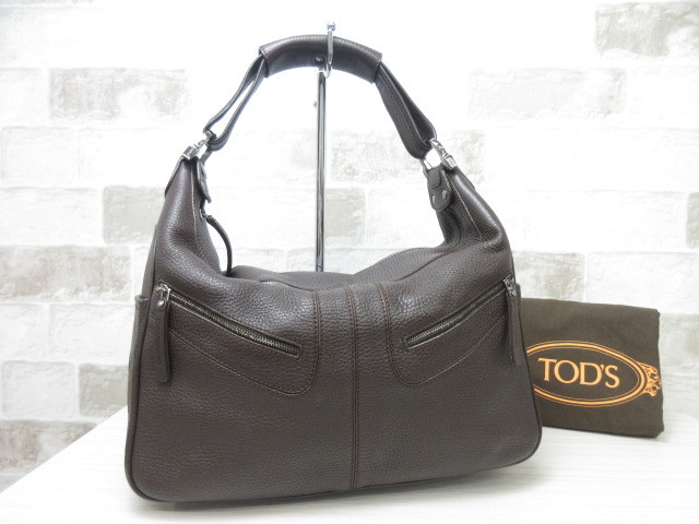 極美品■トッズ TOD'S■ハンドバッグ トートバッグ バッグ レザー ダークブラウン ch7667