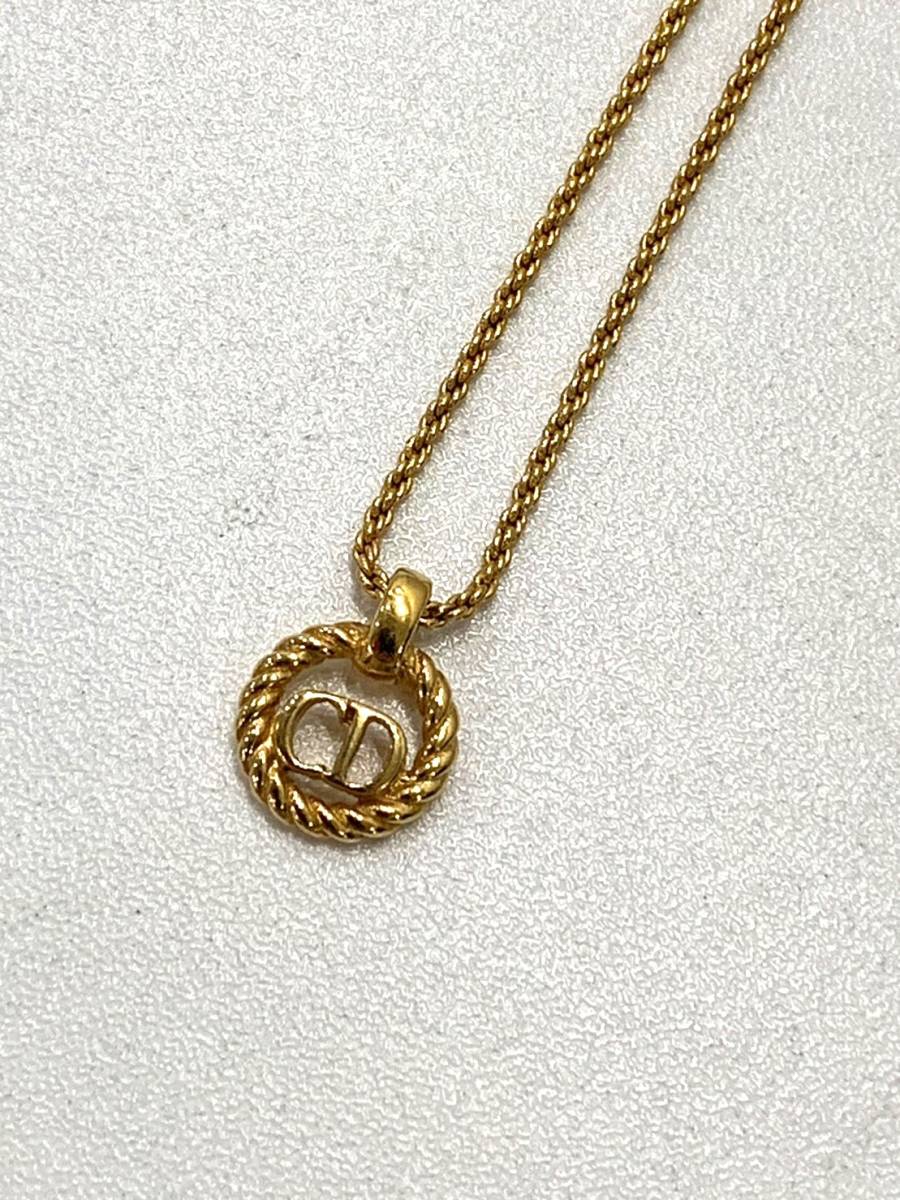 【中古】Christian Dior　クリスチャンディオール　ロゴネックレス　ゴールド