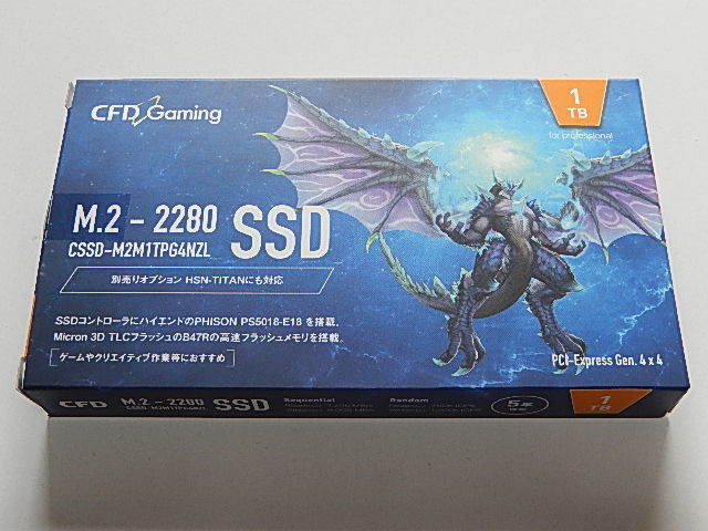 CFD SSD M.2 NVMe Type2280 Gen 4x4 1000GB(1TB) 電源投入回数23回 使用時間0時間 正常100% CSSD-M2M1TPG4NZL 中古品です