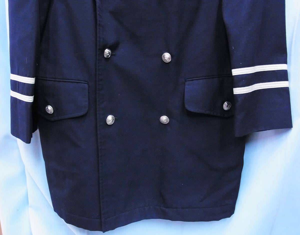 レトロ☆約20年前の旧制服 コート ダブルブレスト ジャケット 紺 