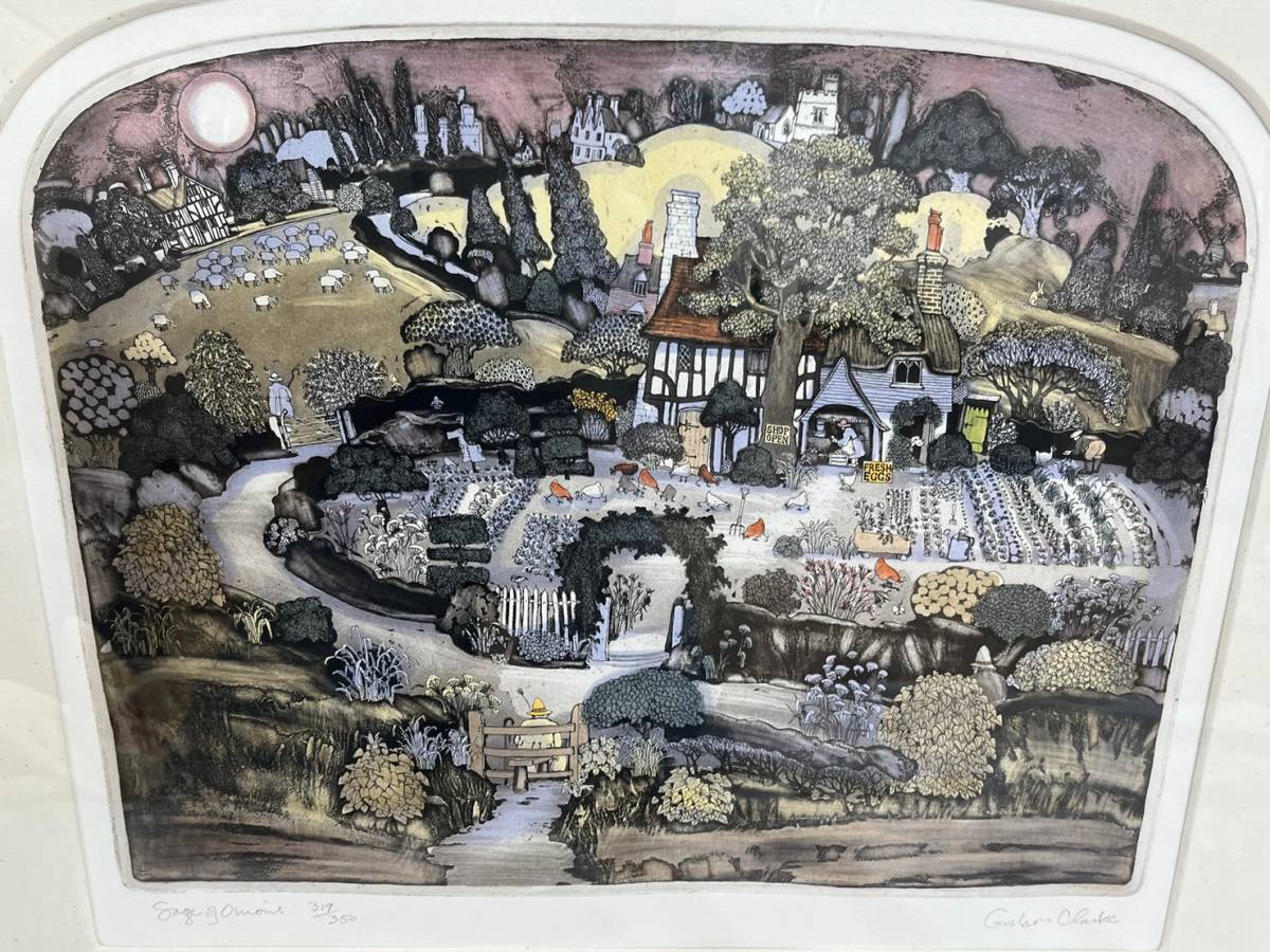 M5☆良品/グラハム・クラーク☆ 「賢人達」アーチ型銅版画 手彩色 319