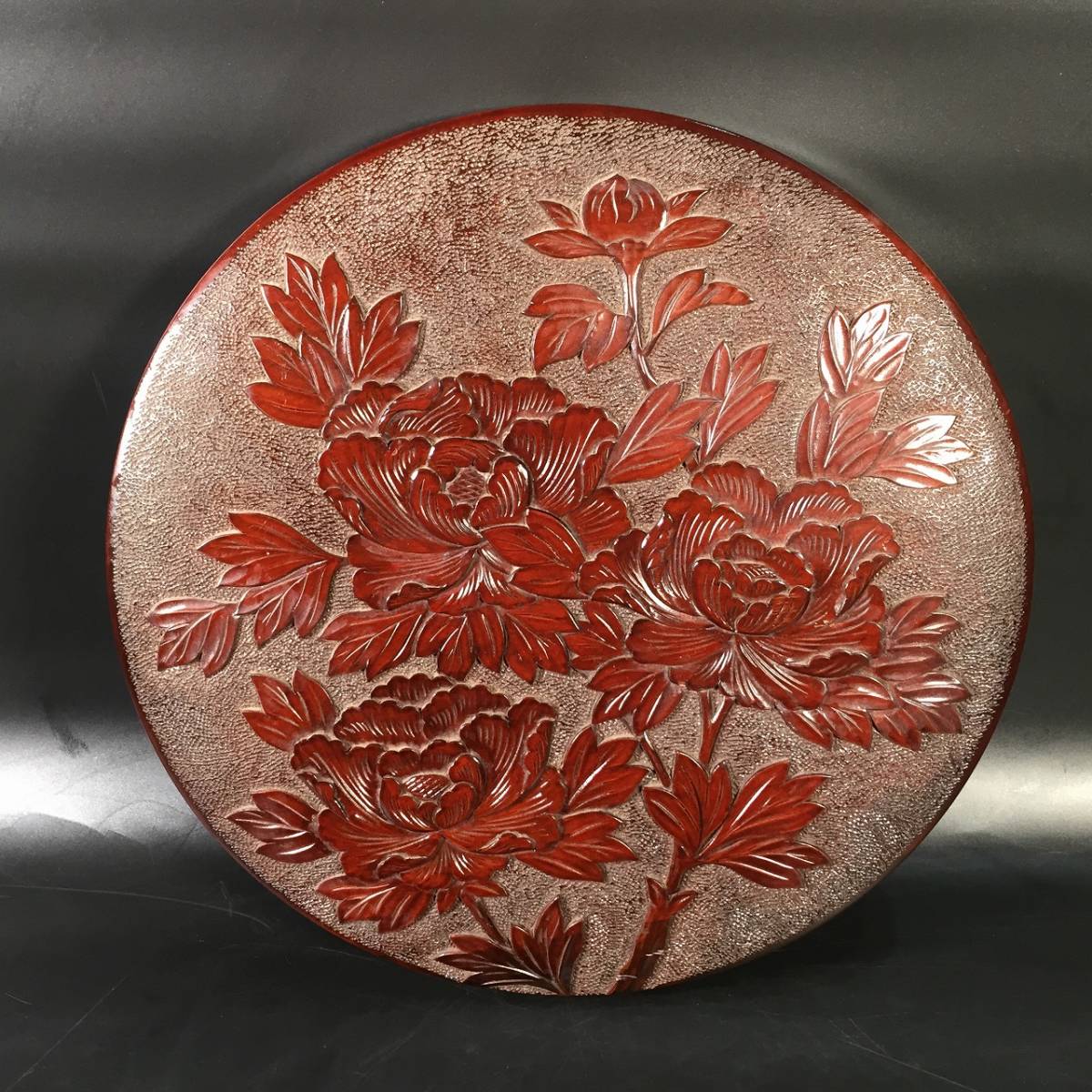 Q-558【直接取引歓迎】日光彫 伝統工芸品 壁掛け 木彫り 牡丹 花 昭和 
