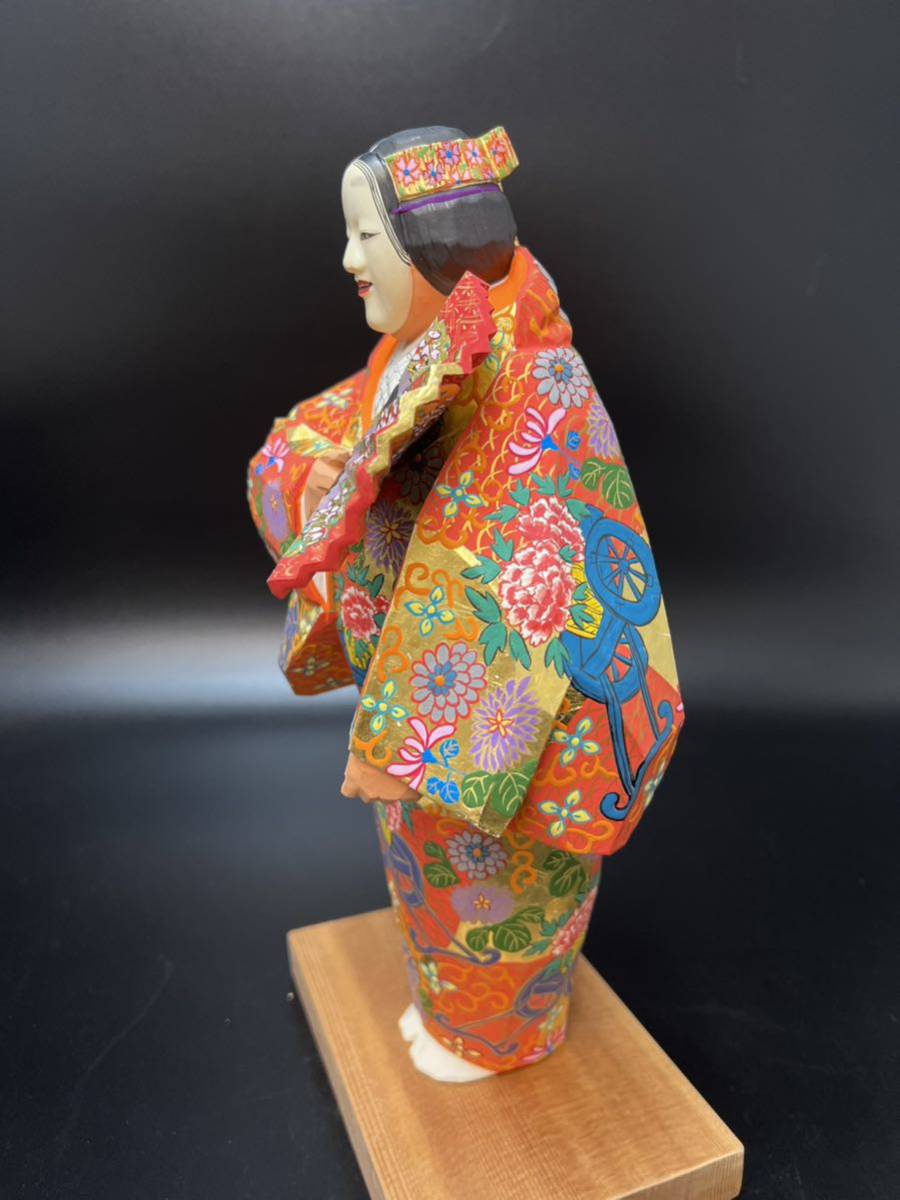 奈良一刀彫 極彩色 能人形「奈良人形師 染川宗進 作 (能 熊野」共箱附