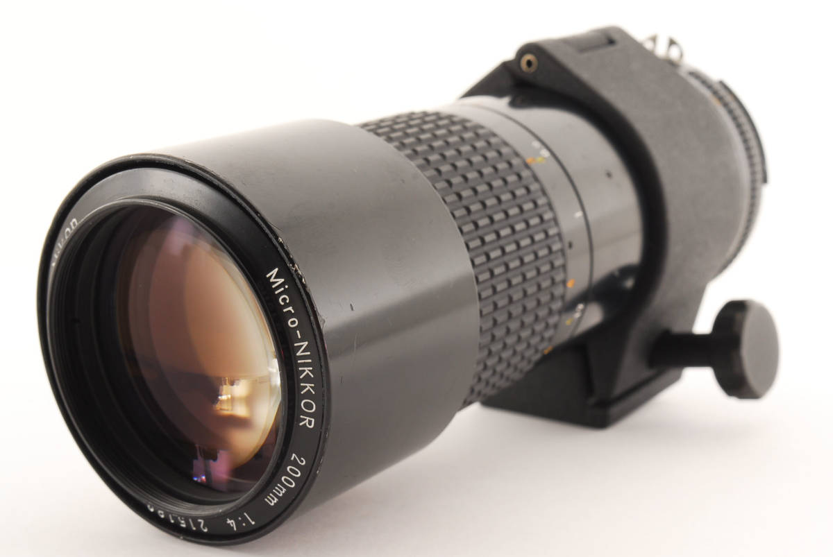 ★Rare 希少 Top condition 美品級★ Nikon Ai-S Micro NIKKOR 200mm F4 IF 望遠マクロレンズ 三脚座、フード内部付属