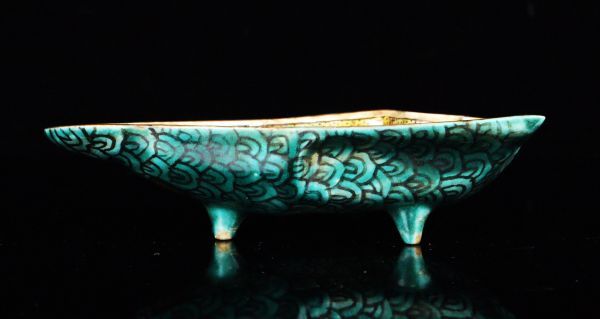 時代 古九谷 青手扇面形花鳥図 向付 扇形皿 五客揃 箱付 角福 吉田屋