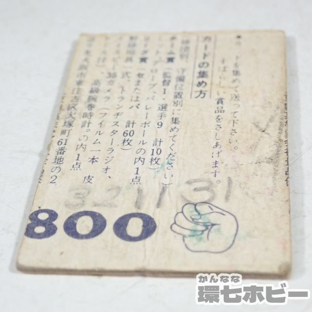 0KD53◇当時物 古い 丸東製菓 マルト野球ガム 長嶋茂雄 カード 読売