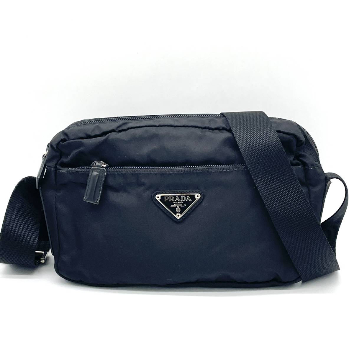 1円 良品 PRADA プラダ ポコノ テスートナイロン レザー ショルダー 