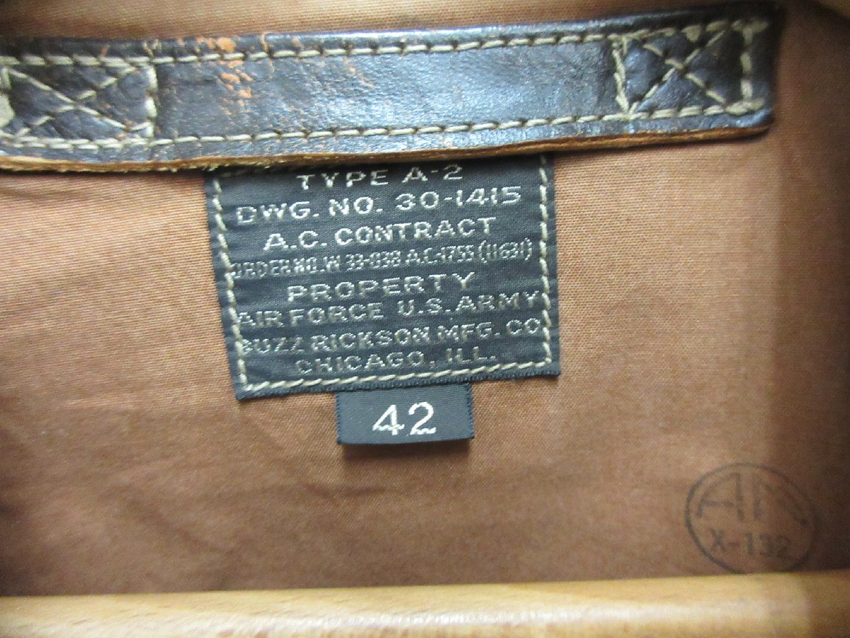 1000円～16万↑美品 バズリクソンズ BUZZ RICKSON’S A-2 30 YEAR AGED フライトジャケット ヴィンテージ エイジド加工 BR80238 サイズ42