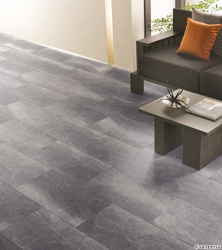 OKA021307N 未使用 サンゲツ フロアタイル 4ケース 合計約13.3㎡/4坪/8畳相当 IS-1033 ベインブラック ストーン