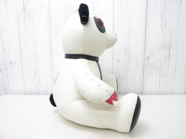 未使用展示品 COACH コーチ ロッキー パンダ ベア ぬいぐるみ 人形 レザー 白×黒 57972