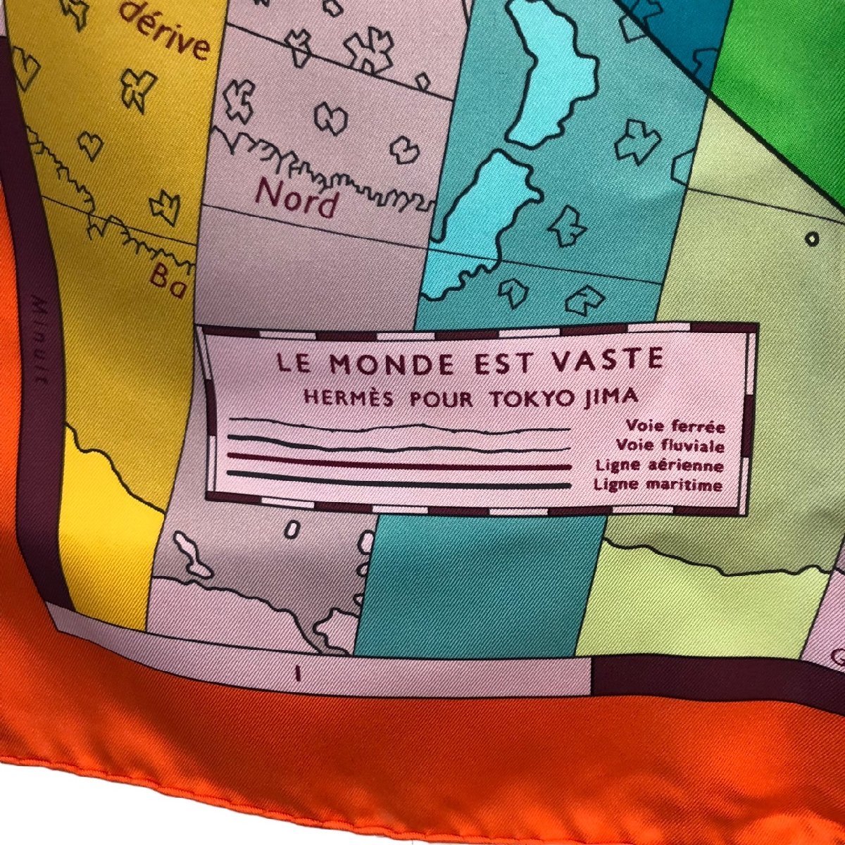 エルメス カレ90シルクスカーフLE MONDE EST VASTE 世界地図箱 HERMES