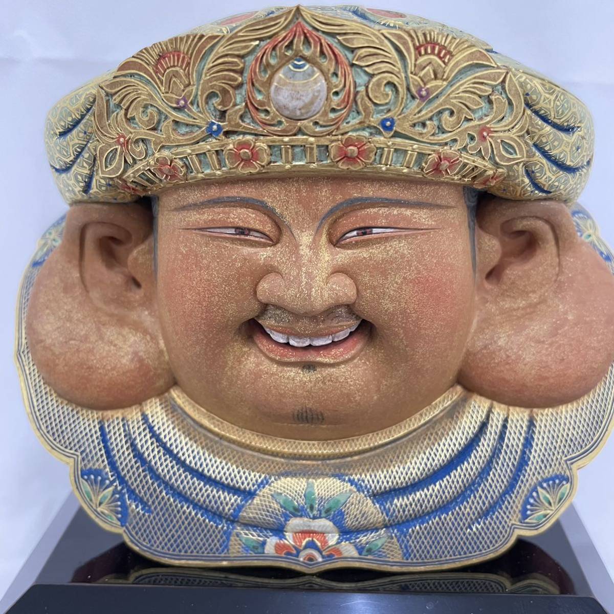 直接引取可】希少 佐藤玄々 佐藤朝山 木彫 笑門福来 大黒天 置物 04