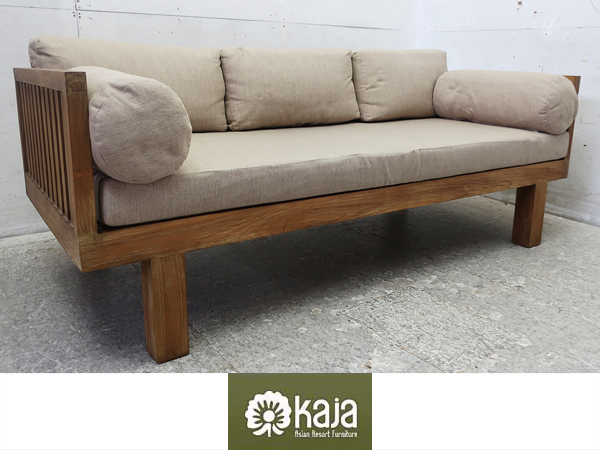 ■P982■展示品■KAJA/カジャ■FARGO Legian Sofa/ファーゴ レギャンソファ■3人掛けソファ/3PSOFA■チーク無垢材■バリリゾート■21.7万■