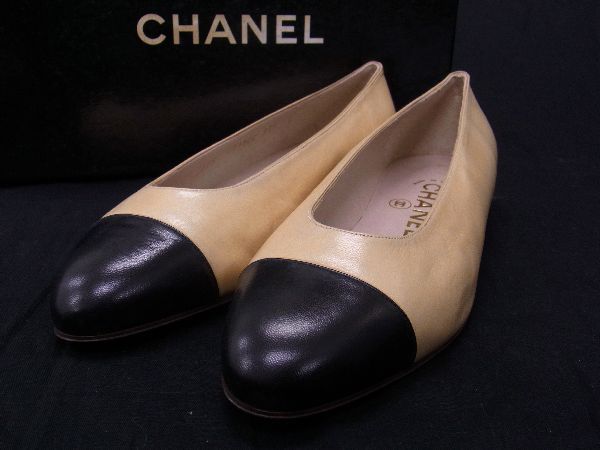シャネル CHANEL パンプス バイカラー ココマーク フラット シャネル CHANEL パンプス バイカラー ココマーク フラット