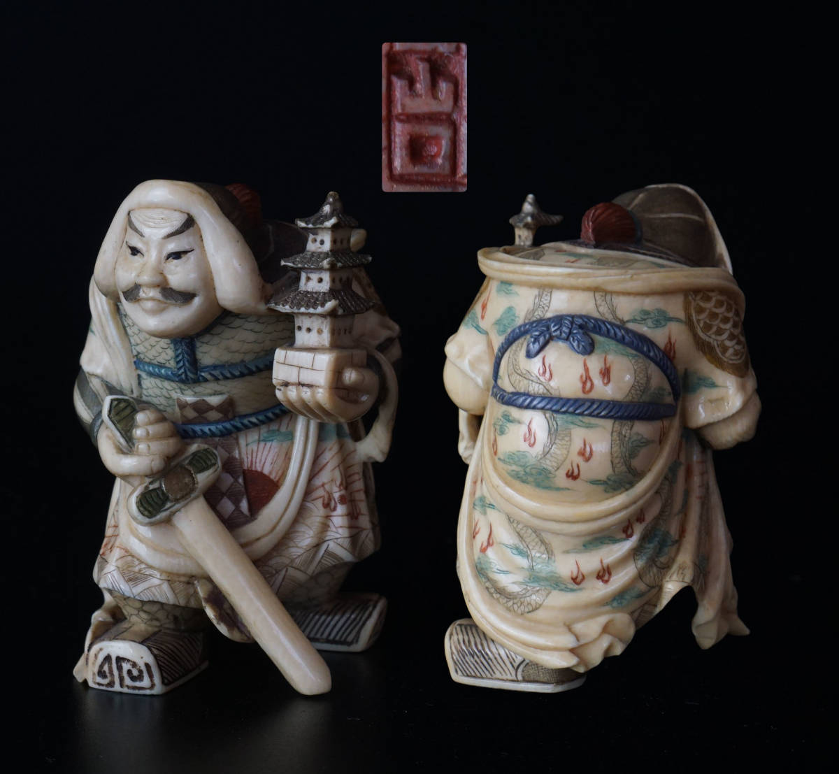マンモス牙 骨董品 七福神 縁起物 マンモス牙骨董品七福神縁起物-00s