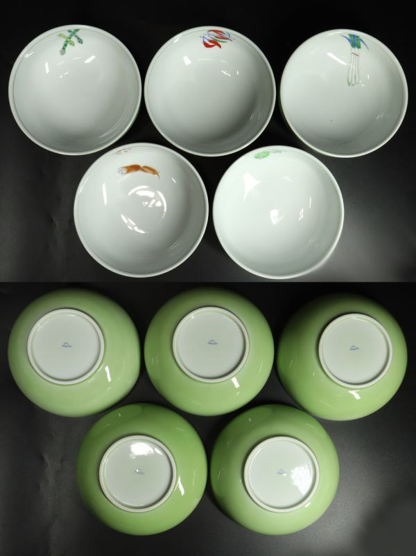 e3089 【新品未使用】深川製磁 野菜 多用丼揃 5客 丼 小鉢(深川製磁