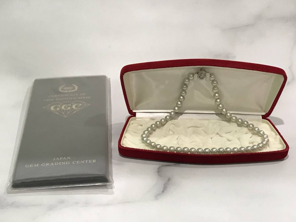 【美品】SILVER 刻印 パールネックレス 鑑定書・箱付き ★ シルバー 真珠 冠婚葬祭 パール ネックレス アクセサリー