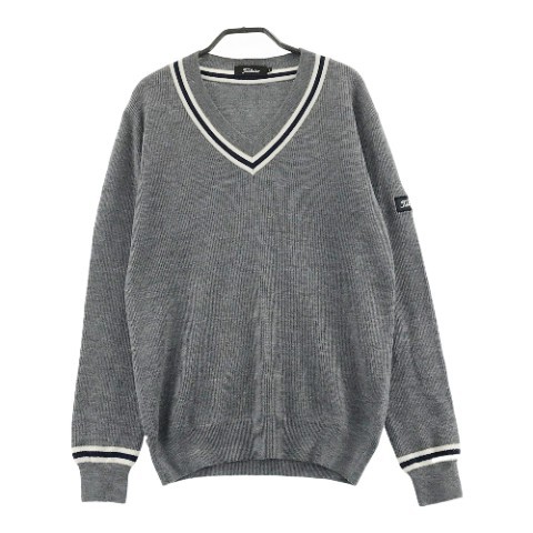 TITLEIST タイトリスト Vネック ウールニットセーター グレー系 L