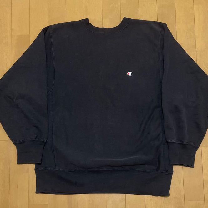 80s 黒 無地 チャンピオン リバースウィーブ スウェット USA製 ビンテージ トリコタグ ブラック 袖目無し Champion 