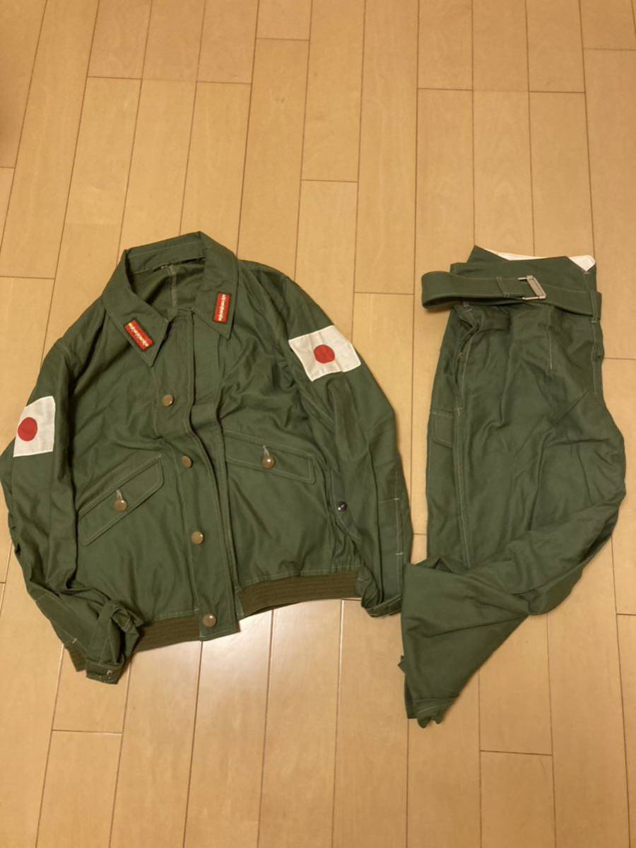 上下セット 日本軍 日本陸軍航空隊搭乗員セット航空頭巾 鷲の目 隼 