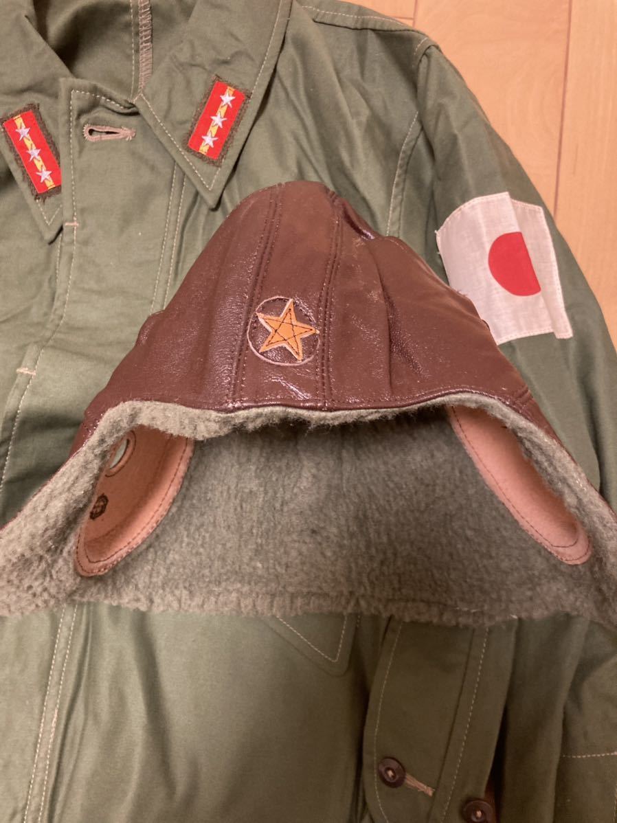 上下セット 日本軍 日本陸軍航空隊搭乗員セット航空頭巾 鷲の目 隼 