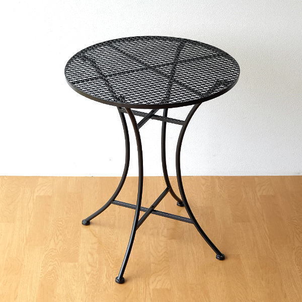 ガーデンテーブル おしゃれ アイアン 丸 外 屋外 お庭 ガーデニング ベランダ テラス バルコニー アイアンのガーデンテーブル BK