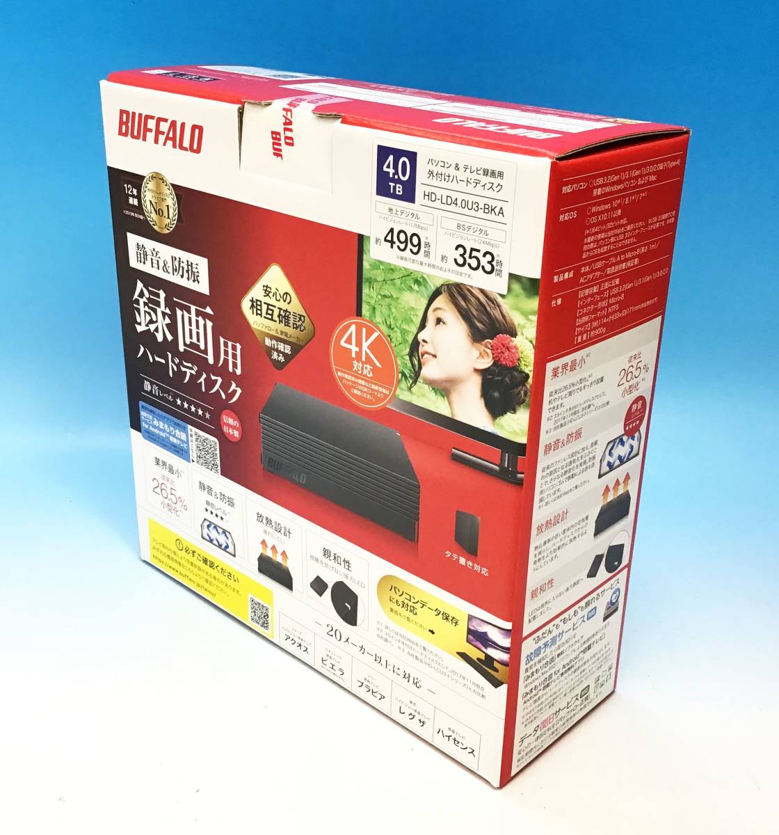 BUFFALO 外付け ハードディスク HD-LD4.0U3-BKA 4.0TB パソコン テレビ 