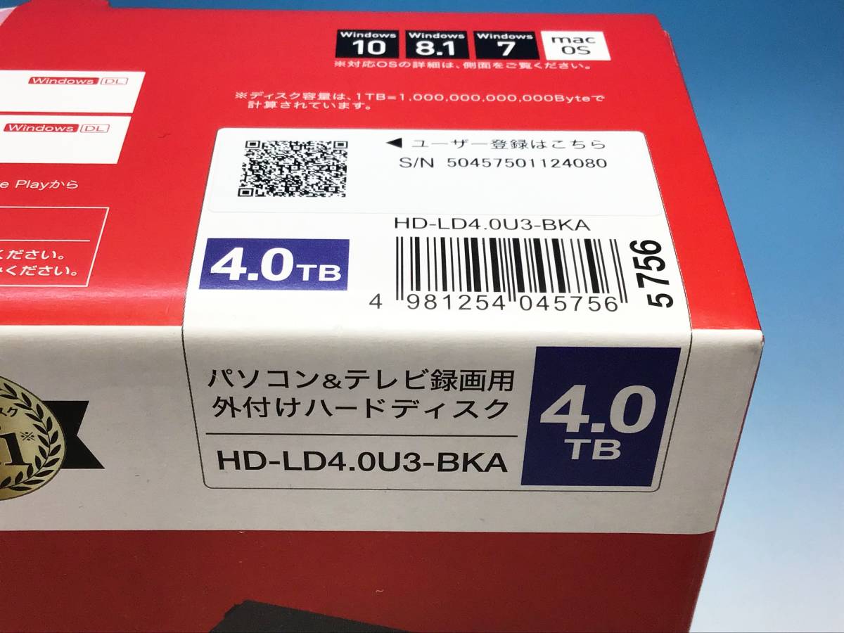BUFFALO 外付け ハードディスク HD-LD4.0U3-BKA 4.0TB パソコン テレビ 