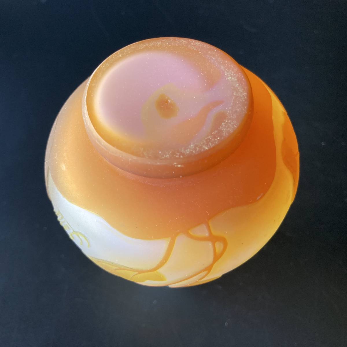 真作 エミール ガレ ナスタチウム文花器 小壺 花瓶 多色多層被せガラス