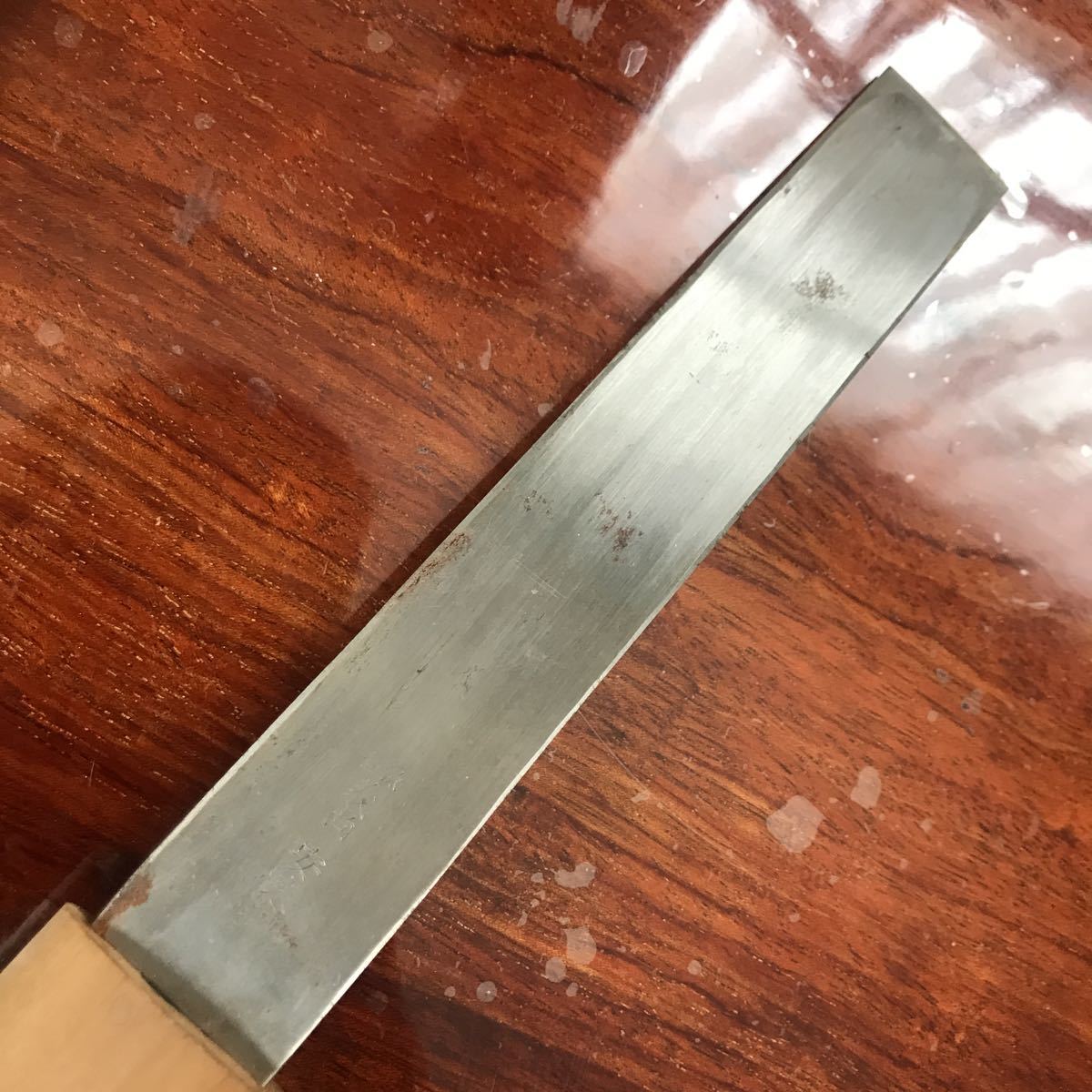義尚 塗師屋小刀 安来鋼 全長約31.8cm 刃長約18cm 短刀 鞘 包丁 塗師屋