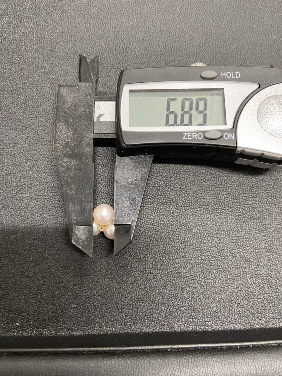 MIKIMOTO ミキモト パールネックレス 留具K18 4.03g メレダイヤ パール約6.8㎜×3個【美品】_6