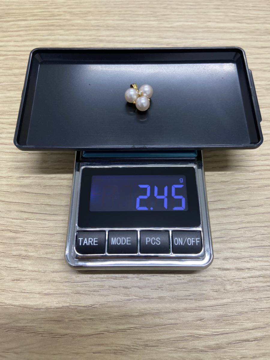 MIKIMOTO ミキモト パールネックレス 留具K18 4.03g メレダイヤ パール約6.8㎜×3個【美品】_8