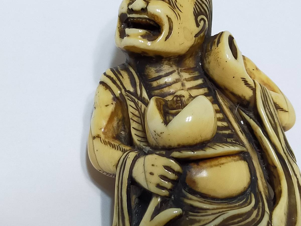 超絶技巧！時代 羅漢 鉄拐仙人 立根付 根付 NETSUKE 提物 印籠 