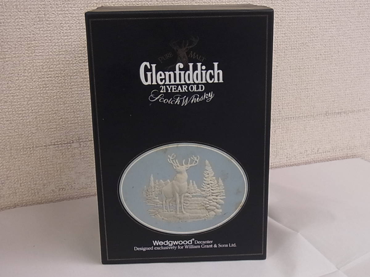 150311K64-0320K■グレンフィディック■21年 ウェッジウッド ジャスパー 陶器ボトル 750ml 箱付／中古未開栓