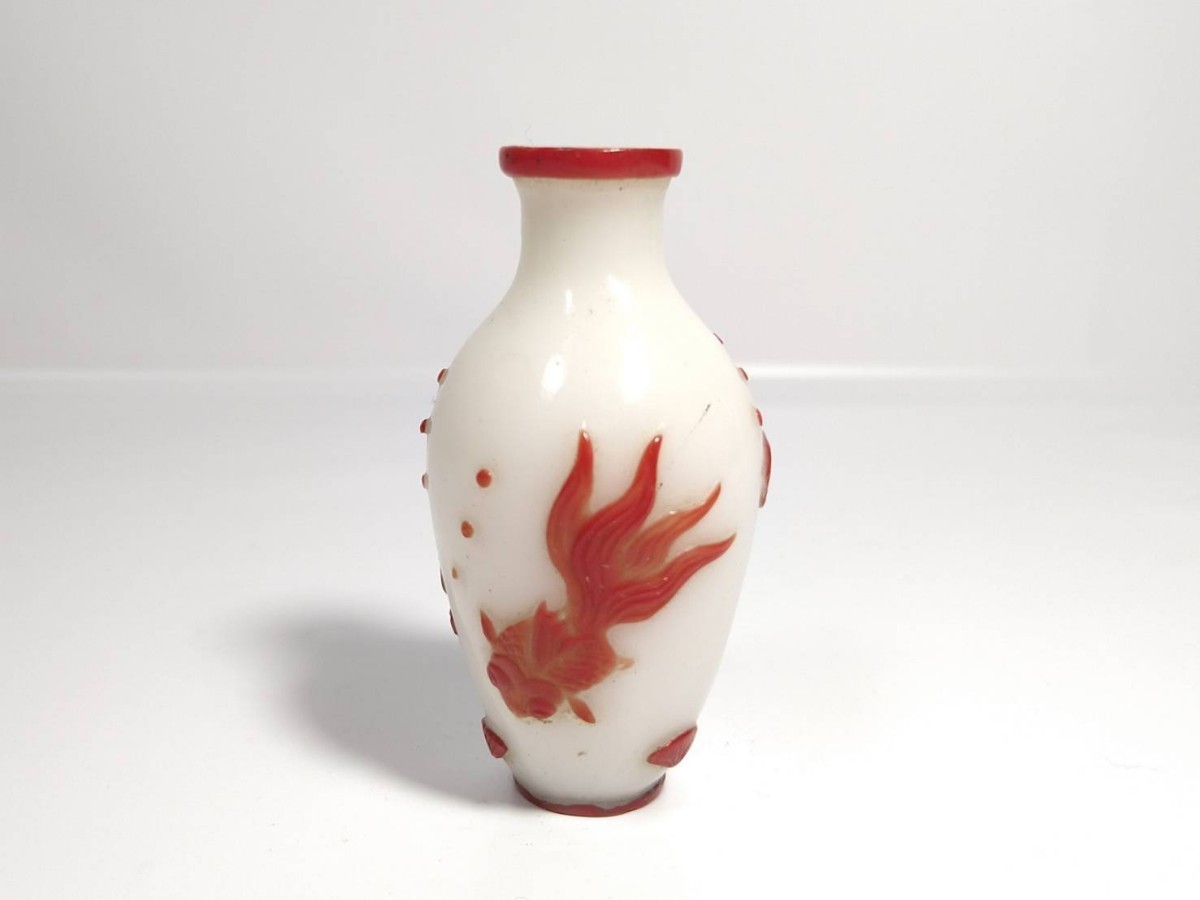 中国美術 乾隆 硝子 蓋物 高9cm(K-XA693)