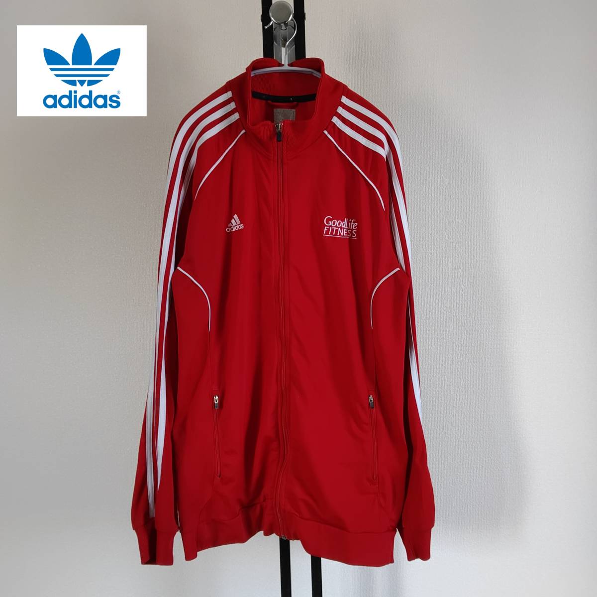 adidas/アディダス/ユーズド・ヴィンテージ/スタンドネック/トラックジャケット/ジャージ/トラックトップ/希少２XO/XXXL/ビッグシルエット