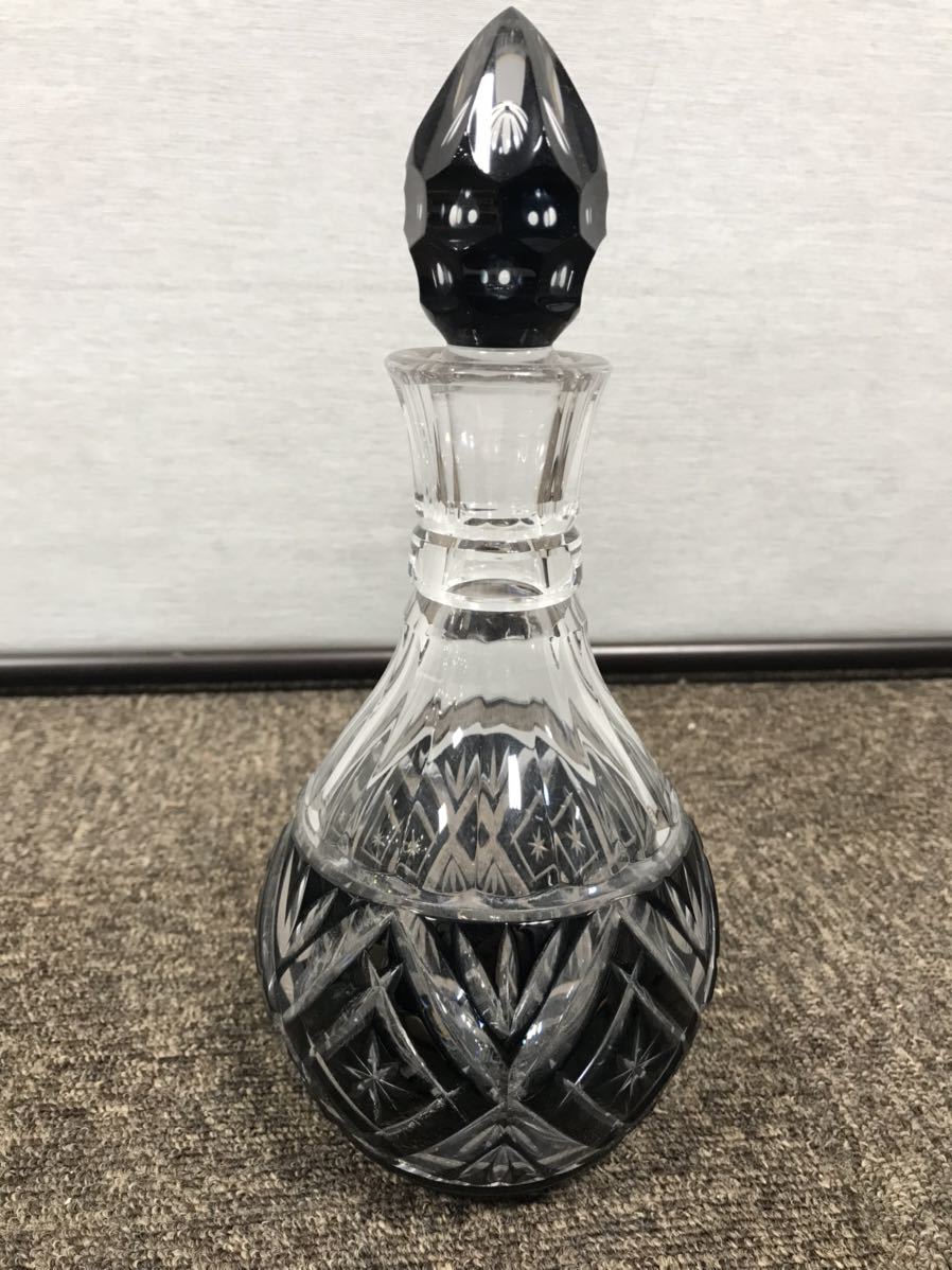 薩摩切子 黒切子 薩摩びーどろ工芸株式会社 切子 デキャンタ 未使用美 