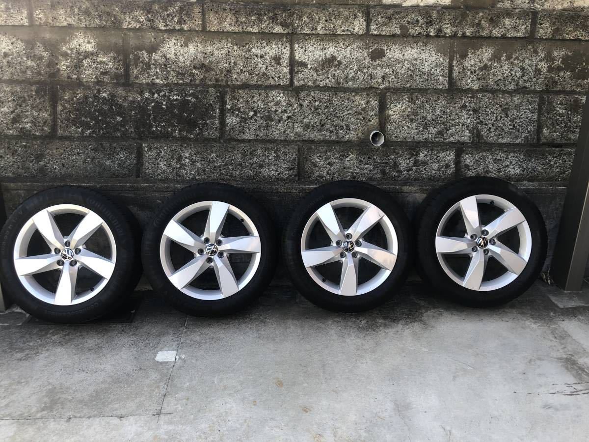 VW T-cross 純正アルミ＋タイヤ　6.5J×17インチ 5穴 PCD100 ハブ径57.1　コンチネンタル205/55R17　４本　送料無料