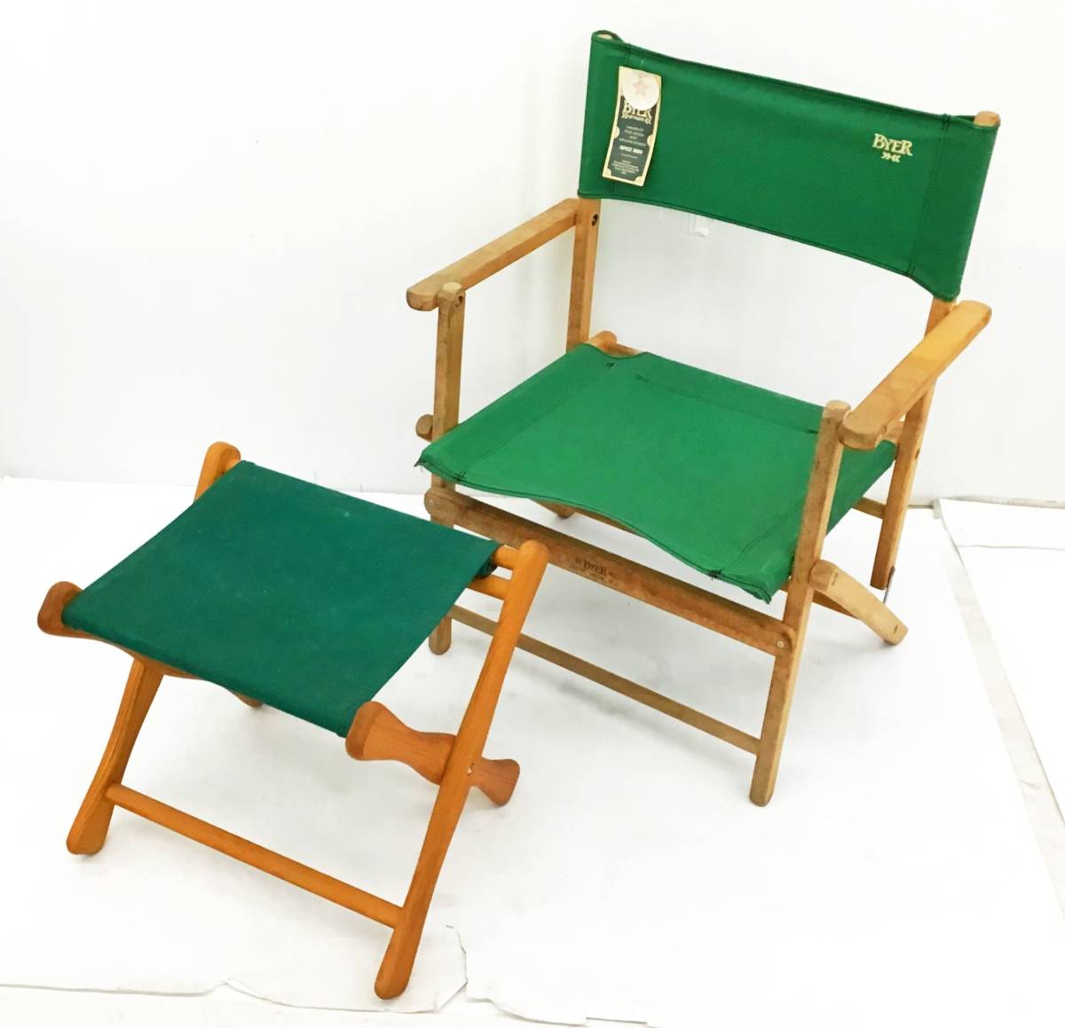 2点セット BYER OF MAINE ムースヘッドチェア/スツール 木製 キャンバス アウトドア キャンプ BBQ 折りたたみ 椅子 バイヤー オブ メイン