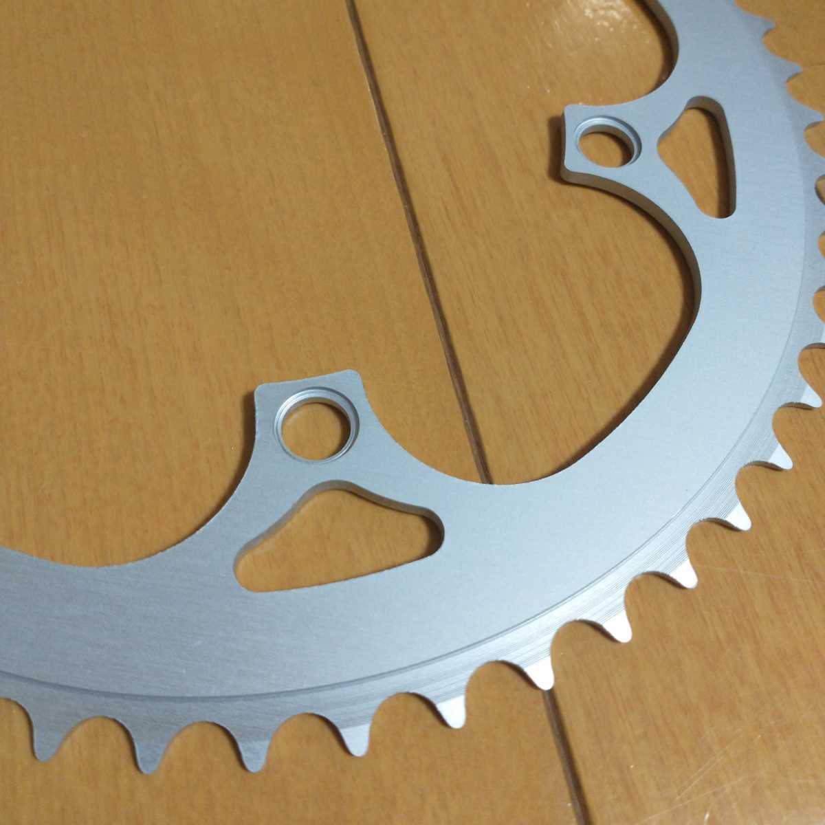 送料無料！53T アルミ PCD130 完成車外し シルバー チェーンリング ミニベロ、小径車、ピスト、クロスバイク、ママチャリカスタムに_2