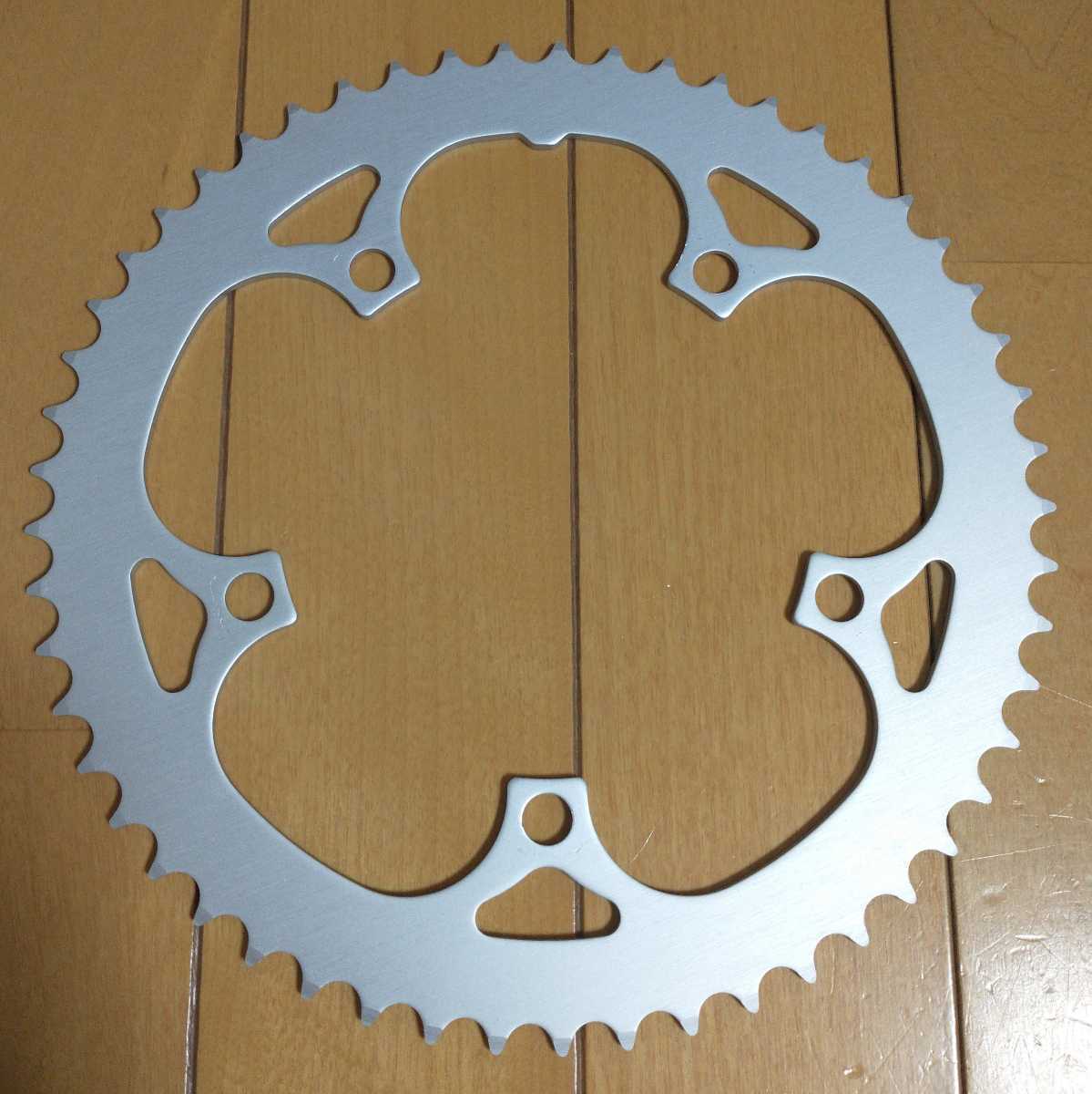 送料無料！53T アルミ PCD130 完成車外し シルバー チェーンリング ミニベロ、小径車、ピスト、クロスバイク、ママチャリカスタムに_3