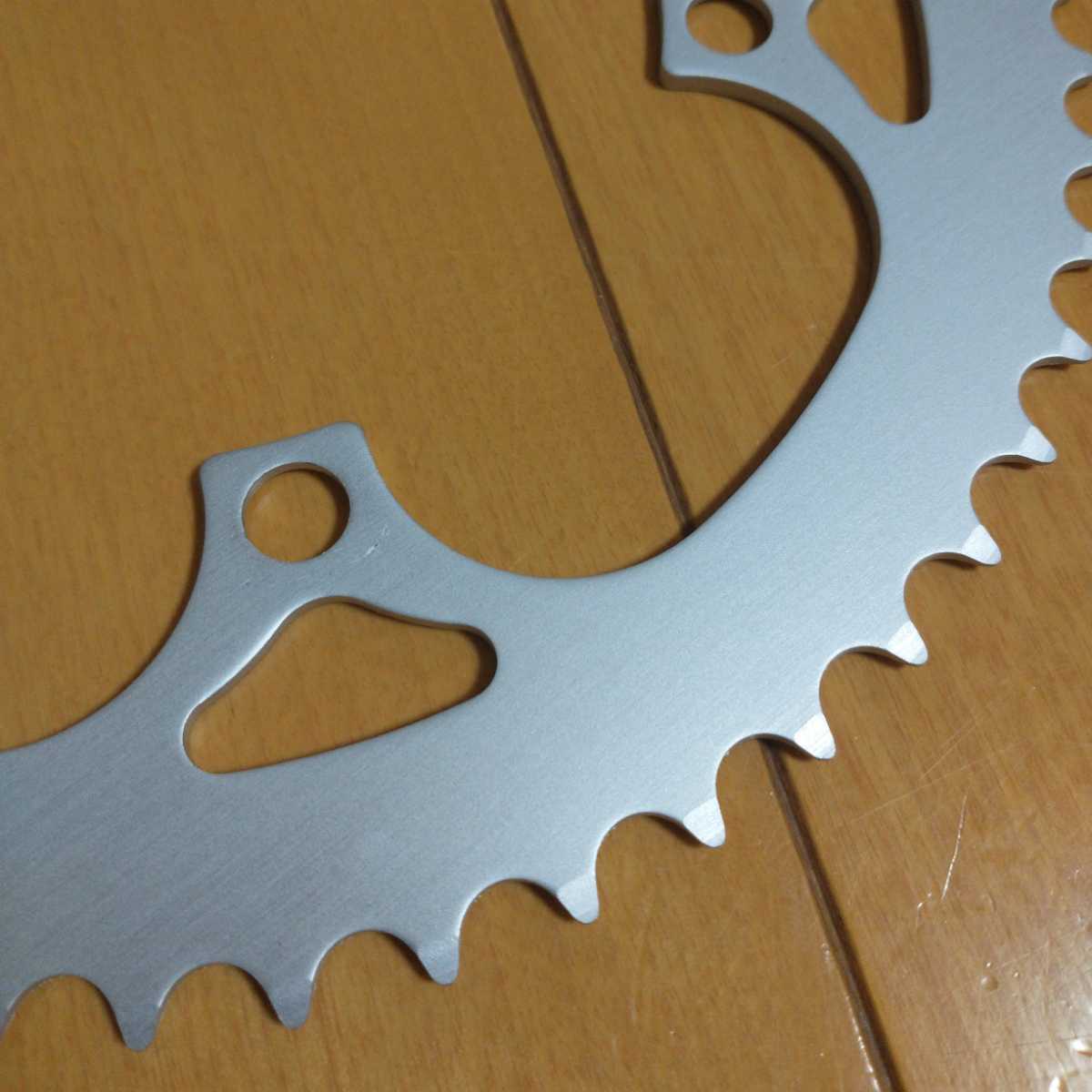 送料無料！53T アルミ PCD130 完成車外し シルバー チェーンリング ミニベロ、小径車、ピスト、クロスバイク、ママチャリカスタムに_4