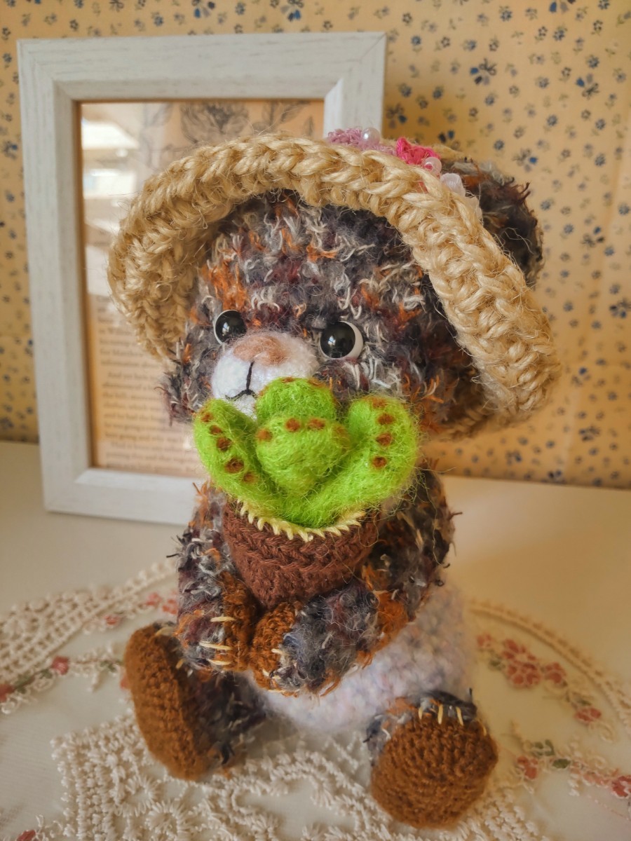 天然ラフィア 手編み 編みぐるみ クマのTed (テッド)_TED –