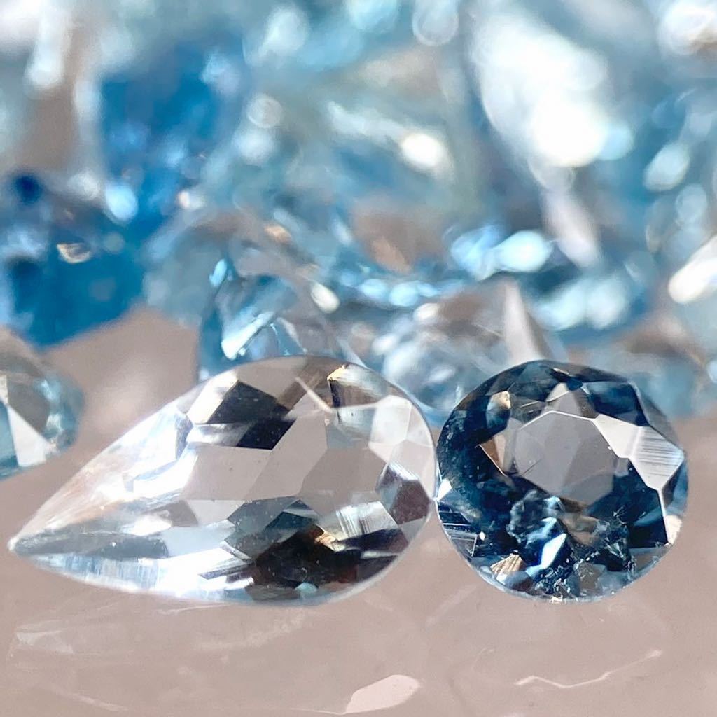 大量!!［天然アクアマリンおまとめ50ct］a ルース 裸石 宝石