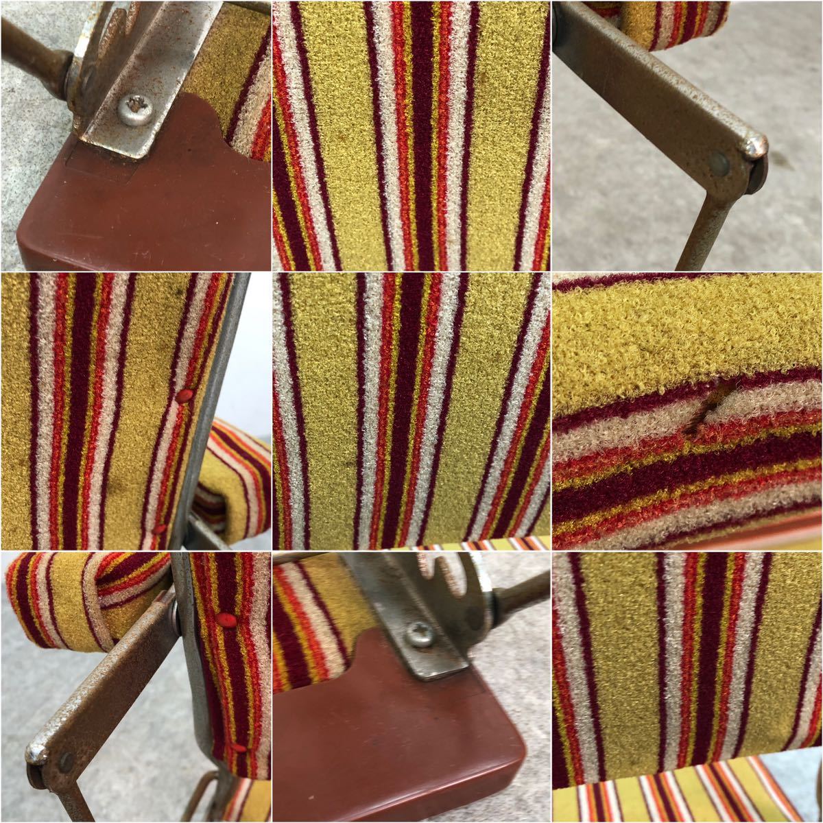 昭和レトロ 座椅子 折りたたみ ストライプ リクライニング 折り畳み
