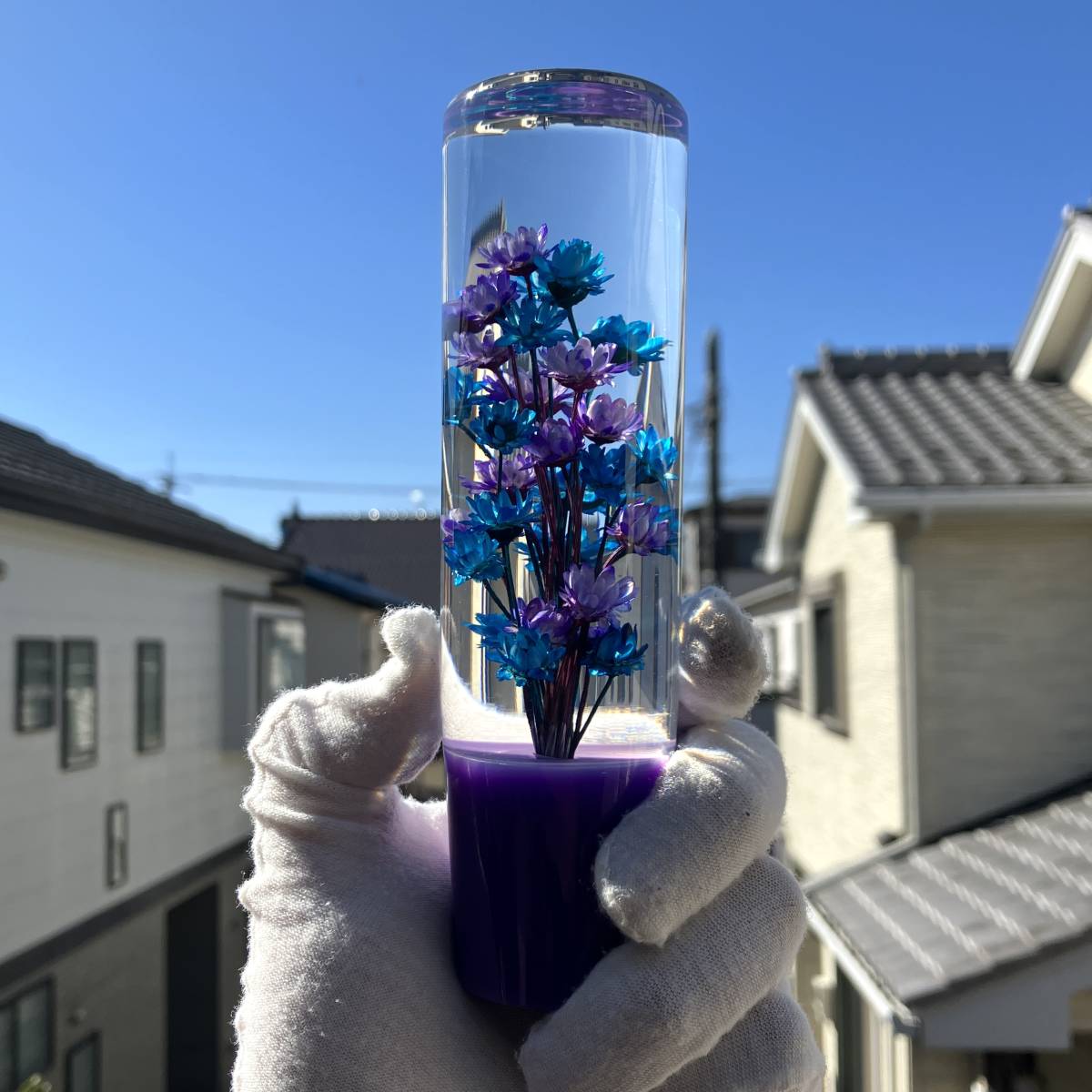 新品 限定 水中花 シフトノブ 街道レーサー旧車 ケンメリ デコトラ 水中花 FX ゴリラ シャリー モンキー 昭和 レトロ パープル 紫 青 人気